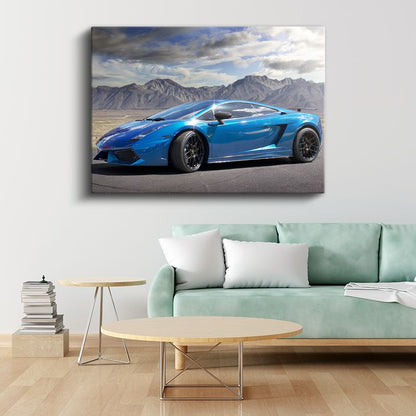 Lamborghini Gallardo - Mavi Süper Spor Otomobil Kanvas Tablo