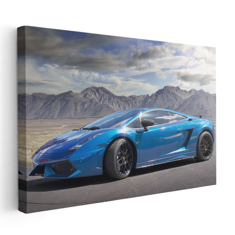 Lamborghini Gallardo - Mavi Süper Spor Otomobil Kanvas Tablo