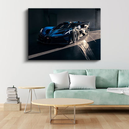Bugatti Bolide - Mavi Hiperspor Yarış Otomobili Kanvas Tablo