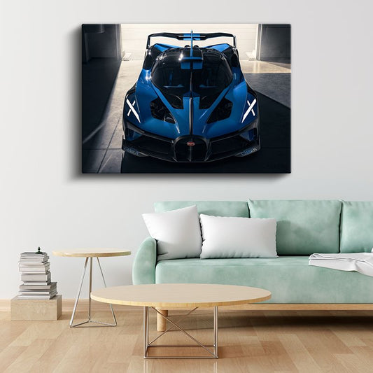 Bugatti Bolide - Ön Cepheden Mavi Hipercar Kanvas Tablo