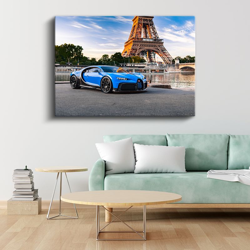 Bugatti Chiron - Paris'te Mavi Hipercar Kanvas Tablo