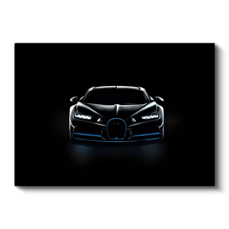 Bugatti Chiron - Karanlıkta Ön Farları Yanan Hipercar Kanvas Tablo