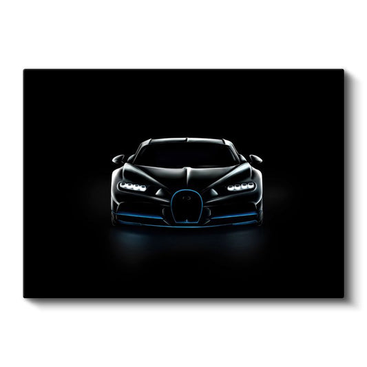 Bugatti Chiron - Karanlıkta Ön Farları Yanan Hipercar Kanvas Tablo