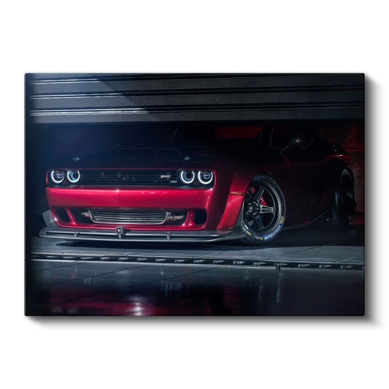 Dodge Challenger SRT - Kırmızı Işıklı Muscle Car Kanvas Tablo