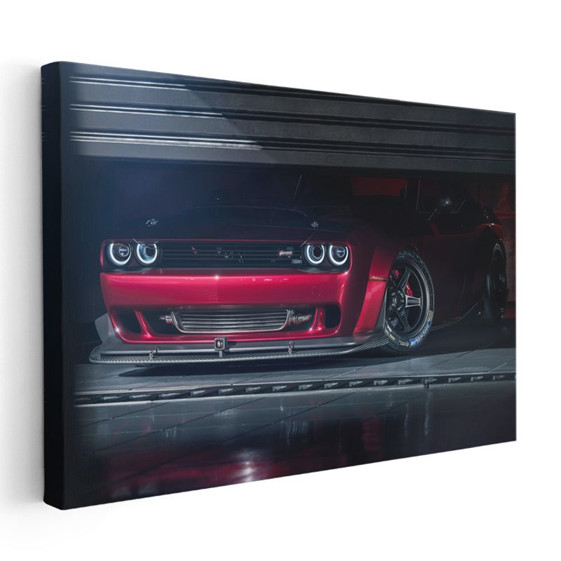 Dodge Challenger SRT - Kırmızı Işıklı Muscle Car Kanvas Tablo