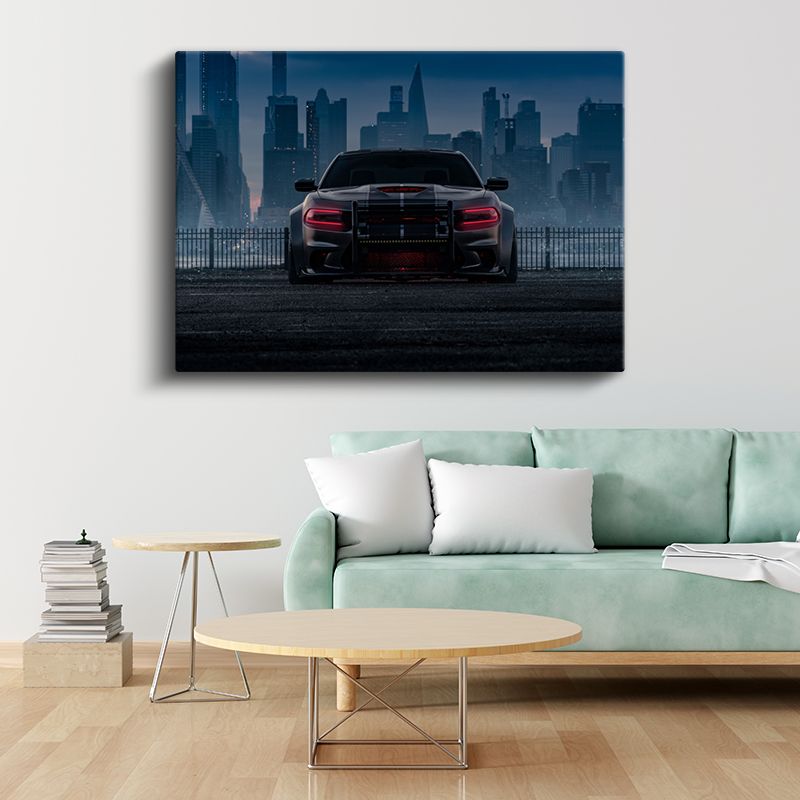 Dodge Charger - Şehir Manzaralı Modifiye Spor Sedan Kanvas Tablo