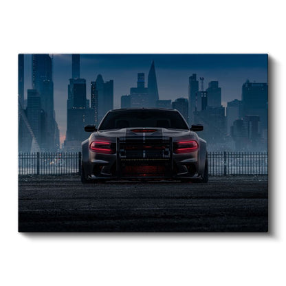 Dodge Charger - Şehir Manzaralı Modifiye Spor Sedan Kanvas Tablo