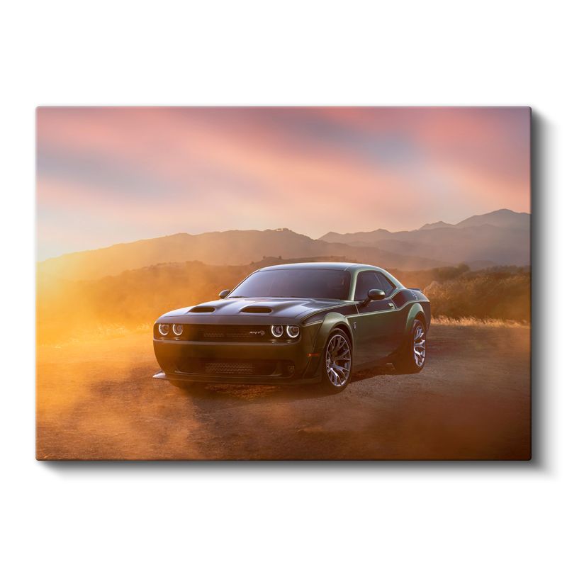 Dodge Challenger - Gün Batımında Amerikan Muscle Car Kanvas Tablo