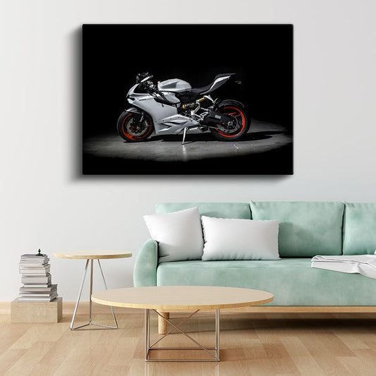 Ducati Panigale - Beyaz Yarış Motosikleti Kanvas Tablo