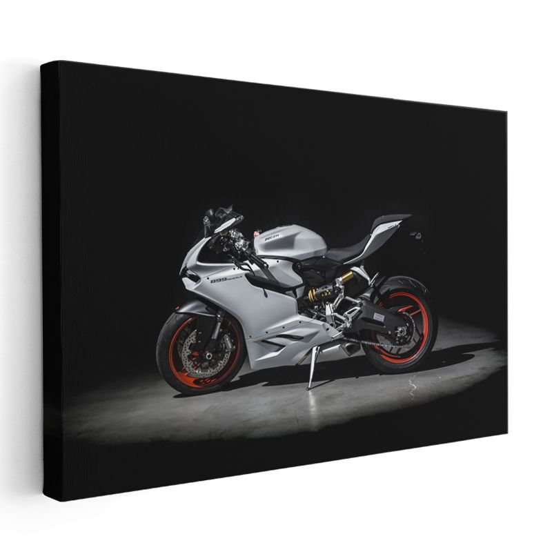 Ducati Panigale - Beyaz Yarış Motosikleti Kanvas Tablo