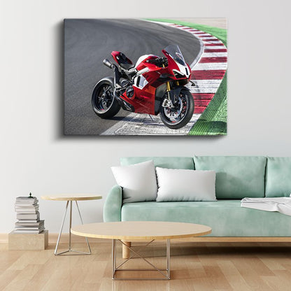 Ducati Panigale V4 - Yarış Pistinde Kırmızı Süper Spor Motosikleti Kanvas Tablo