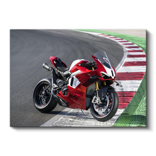 Ducati Panigale V4 - Yarış Pistinde Kırmızı Süper Spor Motosikleti Kanvas Tablo