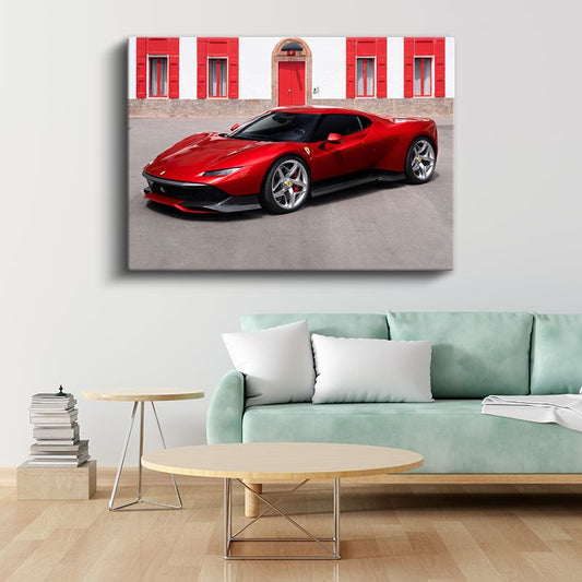 Ferrari SP90 Stradale - İtalyan Süper Otomobil Kanvas Tablo