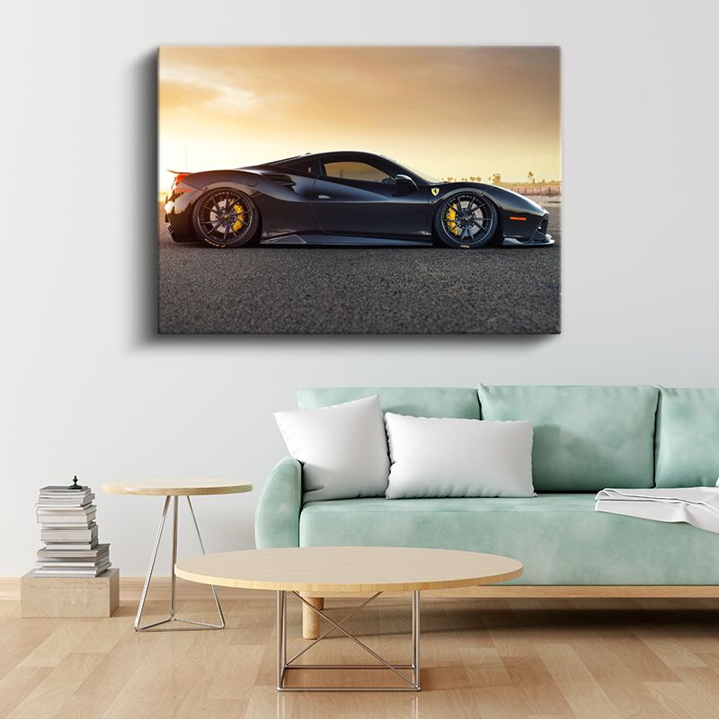 Ferrari 488 GTB - Gece Manzaralı Süper Otomobil Kanvas Tablo