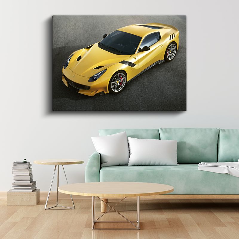 Ferrari F12tdf - Sarı İtalyan Süper Otomobil Kanvas Tablo