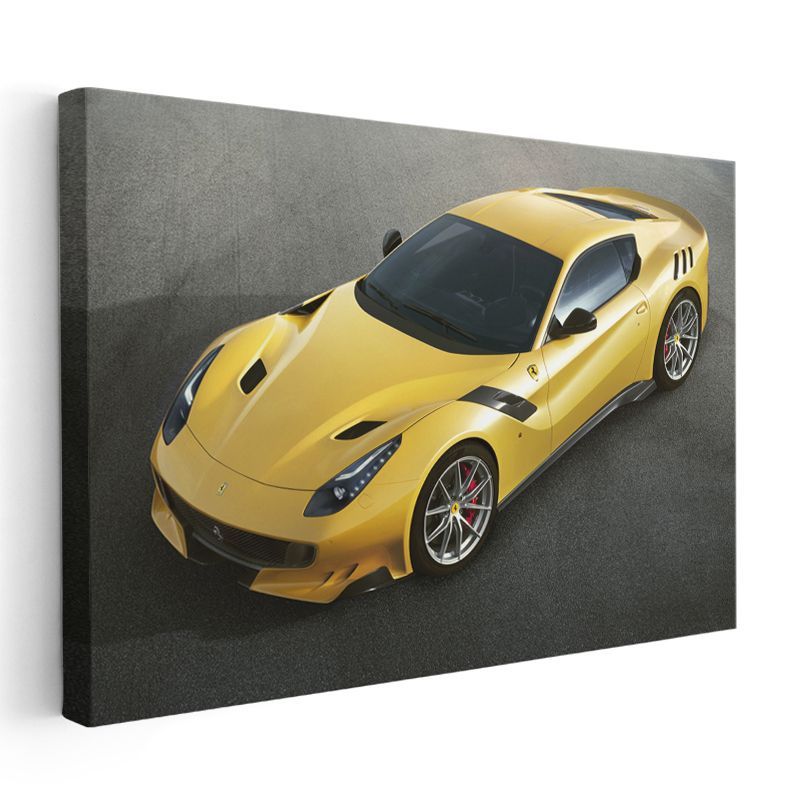 Ferrari F12tdf - Sarı İtalyan Süper Otomobil Kanvas Tablo