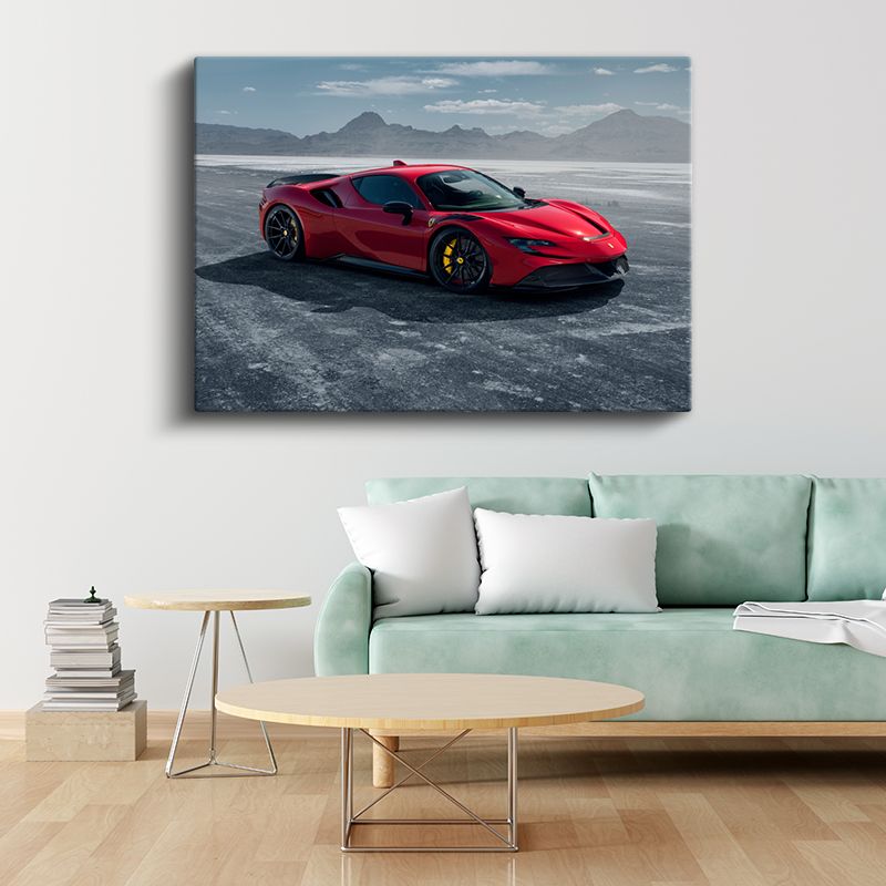 Ferrari SF90 Stradale - Kırmızı Süper Otomobil Kanvas Tablo