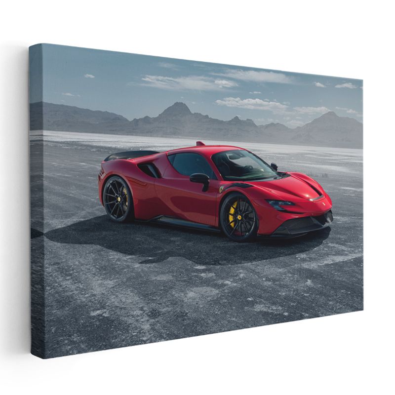 Ferrari SF90 Stradale - Kırmızı Süper Otomobil Kanvas Tablo