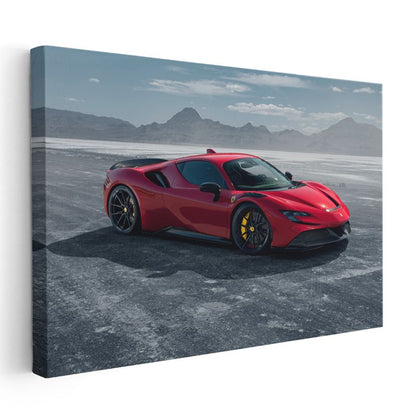 Ferrari SF90 Stradale - Kırmızı Süper Otomobil Kanvas Tablo