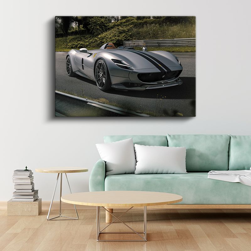 Ferrari Monza SP2 - Gümüş Yarış Otomobili Kanvas Tablo