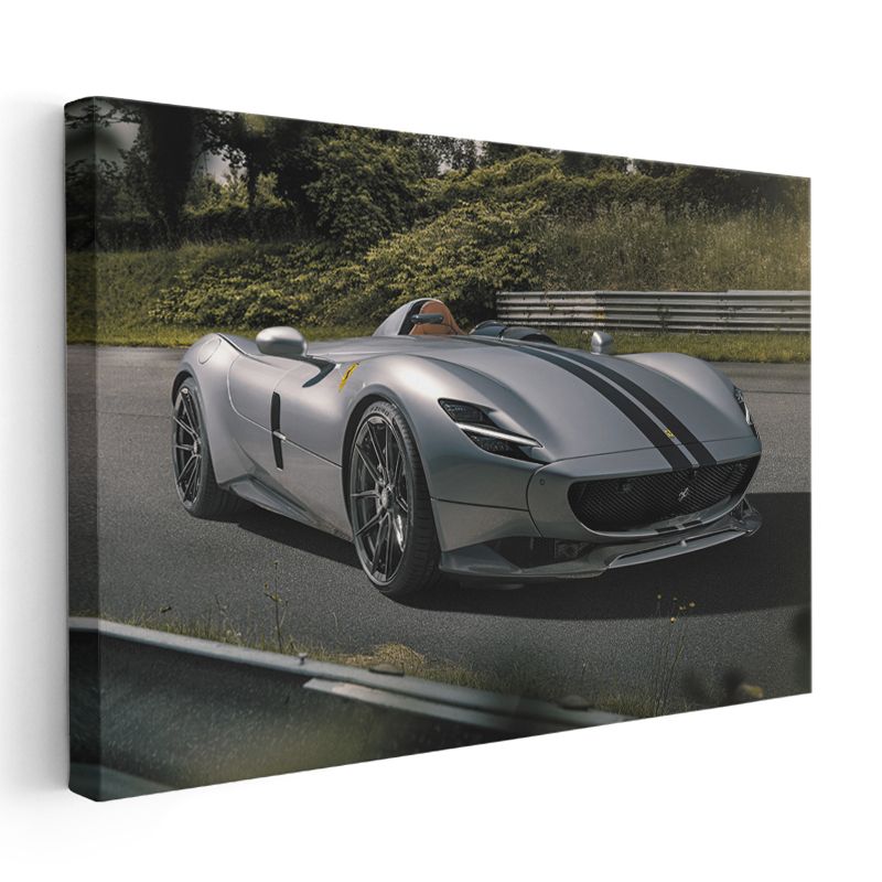Ferrari Monza SP2 - Gümüş Yarış Otomobili Kanvas Tablo