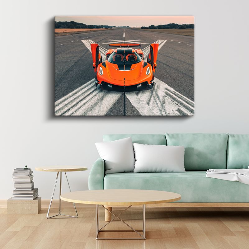 Koenigsegg Jesko Absolut - Pist Üzerinde Turuncu Hız Canavarı Kanvas Tablo
