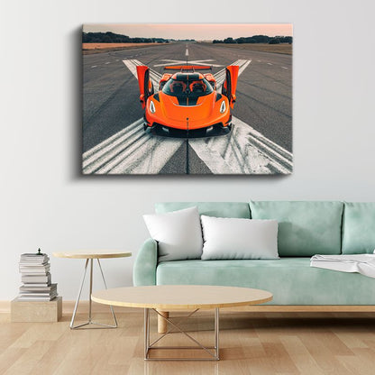 Koenigsegg Jesko Absolut - Pist Üzerinde Turuncu Hız Canavarı Kanvas Tablo