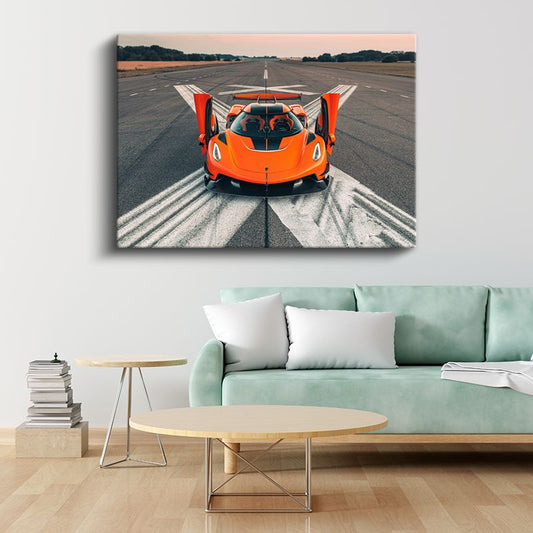 Koenigsegg Jesko Absolut - Pist Üzerinde Turuncu Hız Canavarı Kanvas Tablo