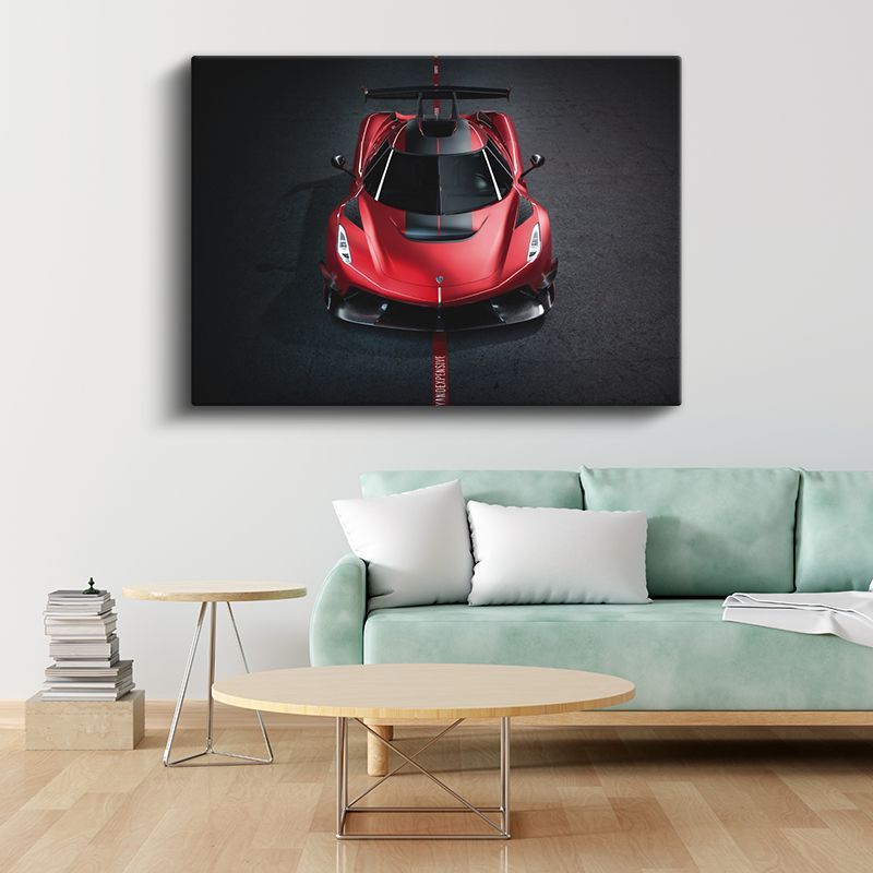 Koenigsegg Jesko - Kırmızı Yarış Otomobili Şaheseri Kanvas Tablo