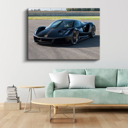 Lotus Evija - Pist Üzerinde Siyah Elektrikli Hipercar Kanvas Tablo