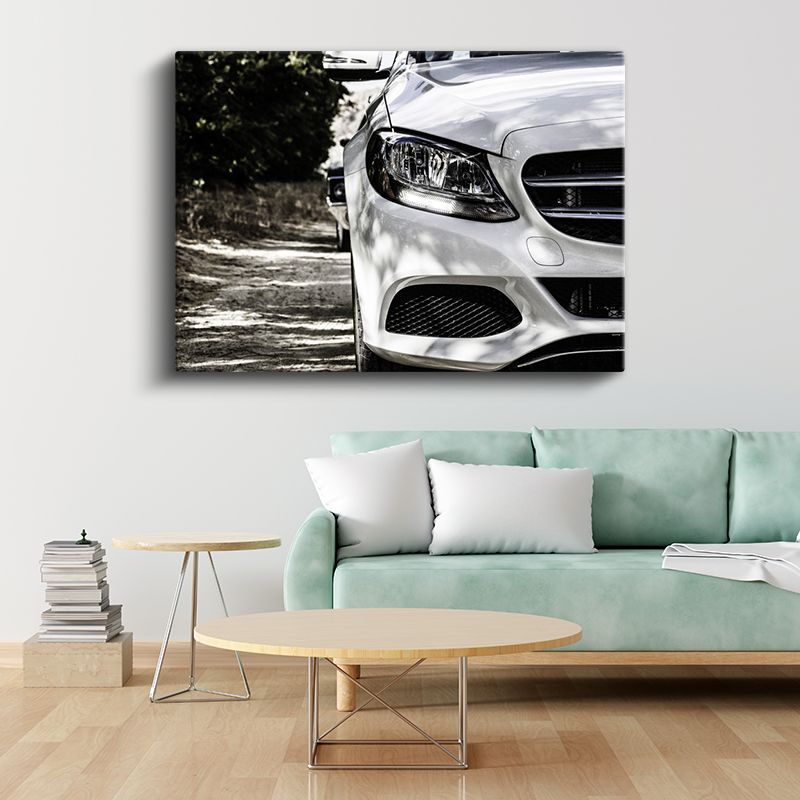 Mercedes-Benz C Serisi - Ön Far Detaylı Lüks Sedan Kanvas Tablo