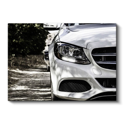Mercedes-Benz C Serisi - Ön Far Detaylı Lüks Sedan Kanvas Tablo