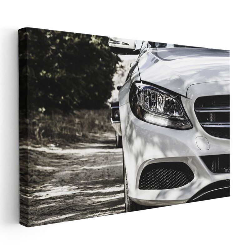 Mercedes-Benz C Serisi - Ön Far Detaylı Lüks Sedan Kanvas Tablo