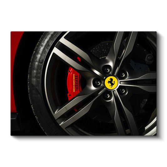 Ferrari - İkonik Kırmızı Fren Kaliperi ve Jant Göbeği Kanvas Tablo