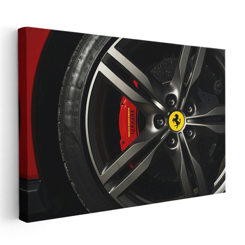 Ferrari - İkonik Kırmızı Fren Kaliperi ve Jant Göbeği Kanvas Tablo