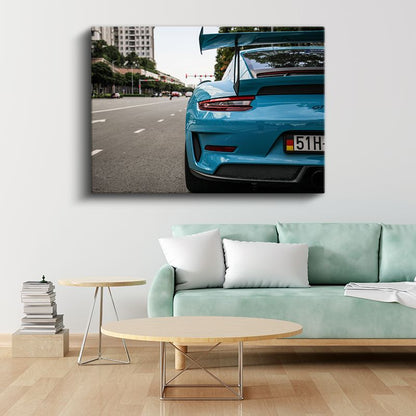 Porsche 911 GT3 RS - Turkuaz Arka Görünüm Spor Otomobil Kanvas Tablo