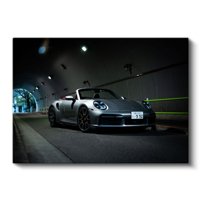 Porsche 911 Turbo S Cabriolet - Tünel İçinde Gümüş Convertible Kanvas Tablo