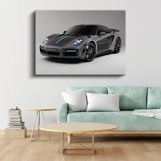 Porsche 911 Turbo S - Gri TopCar Modifiyeli Spor Otomobil Kanvas Tablo