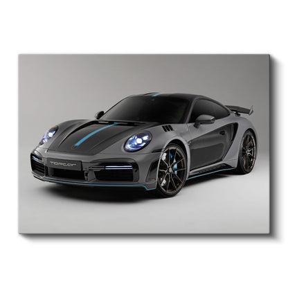 Porsche 911 Turbo S - Gri TopCar Modifiyeli Spor Otomobil Kanvas Tablo
