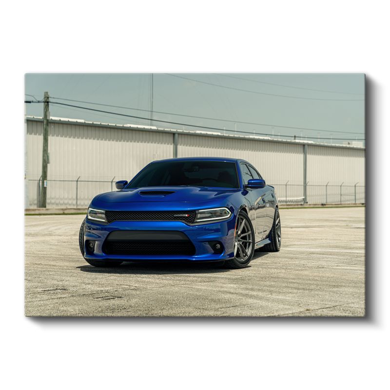 Dodge Charger SRT - Mavi Spor Sedan Performans Kanvas Tablo
