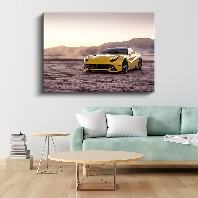 Ferrari F12 Berlinetta - Sarı İtalyan Süper Otomobil Kanvas Tablo