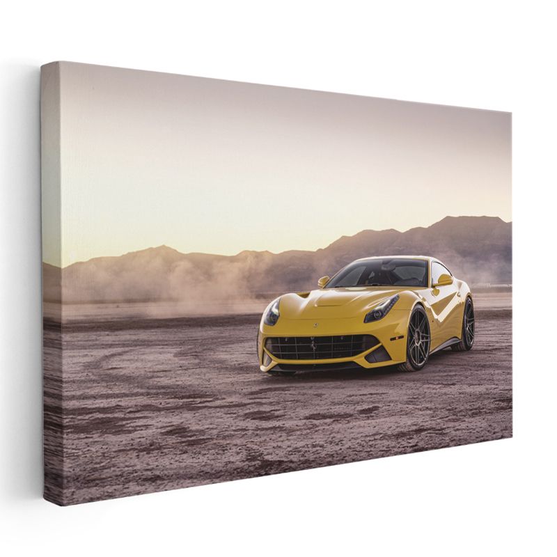 Ferrari F12 Berlinetta - Sarı İtalyan Süper Otomobil Kanvas Tablo