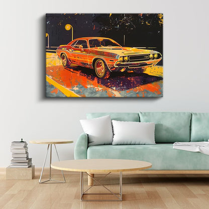 Dodge Challenger - Klasik Amerikan Kas Arabası Sanatsal Kanvas Tablo