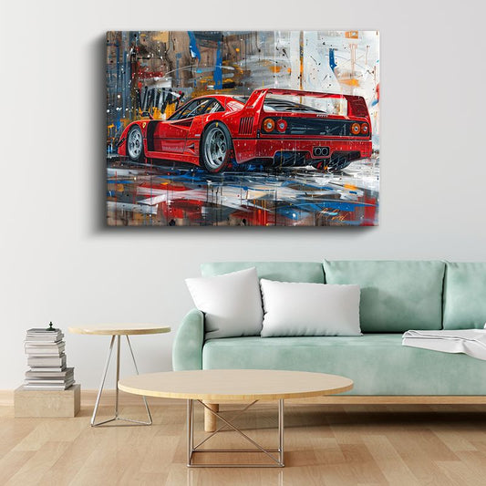 Ferrari F40 - Kırmızı İtalyan Süper Otomobil Sanatsal Kanvas Tablo