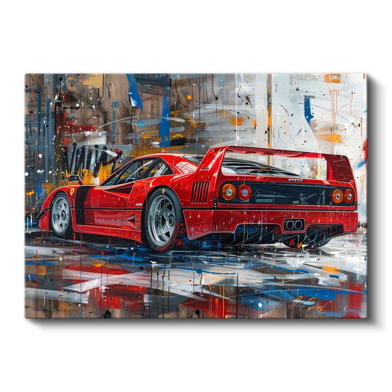 Ferrari F40 - Kırmızı İtalyan Süper Otomobil Sanatsal Kanvas Tablo