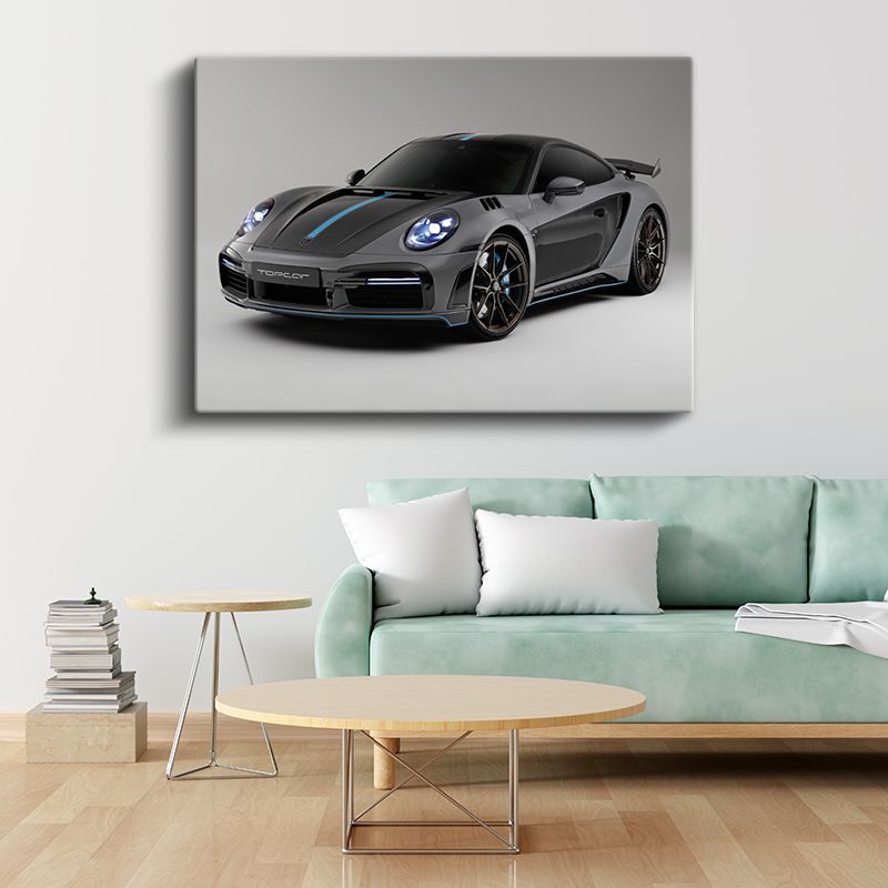 Porsche 911 Turbo S - Gri Spor Otomobil Tasarım Kanvas Tablo