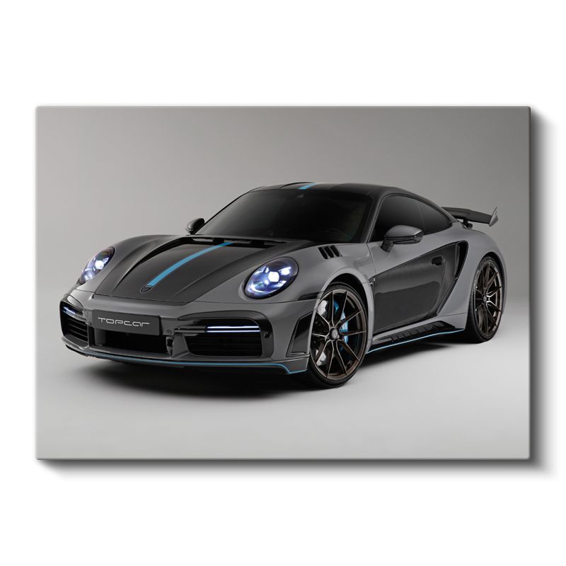 Porsche 911 Turbo S - Gri Spor Otomobil Tasarım Kanvas Tablo