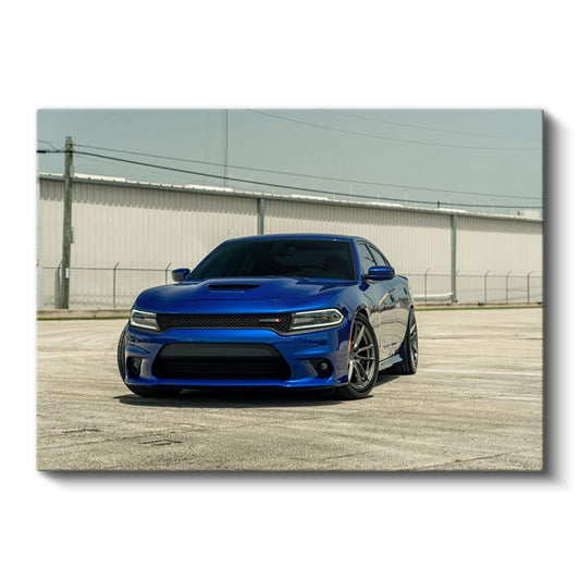 Dodge Charger SRT - Mavi Amerikan Muscle Car Kanvas Tablo