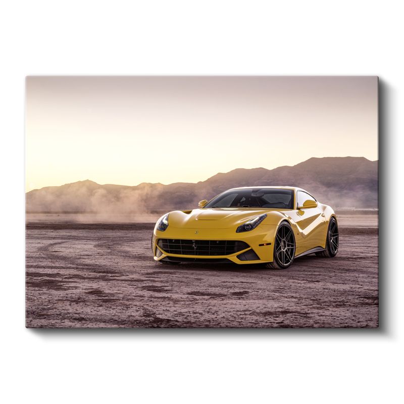 Ferrari F12 Berlinetta - İtalyan Süper Otomobil Sarı Renk Kanvas Tablo