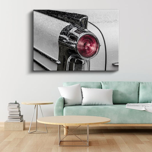 Klasik Otomobil Stop Lambası - Vintage Araba Detay Çekimi Kanvas Tablo